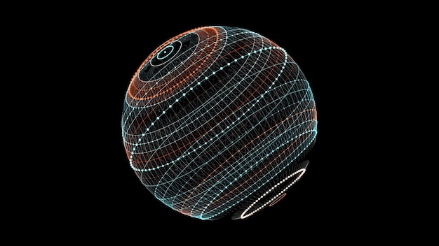futuristic vector scifi sphere in space technology circle a network connection big data digital ai background with particles abstract frame ball 3d wireframe geometric sphere