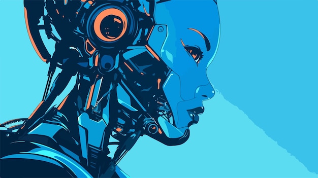 Vector futuristic woman robot vector illustration