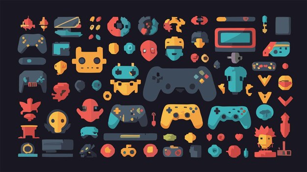 Vector game console and tv on black background