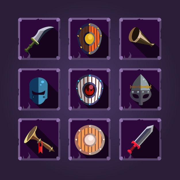 Vector game icons. viking emblem.