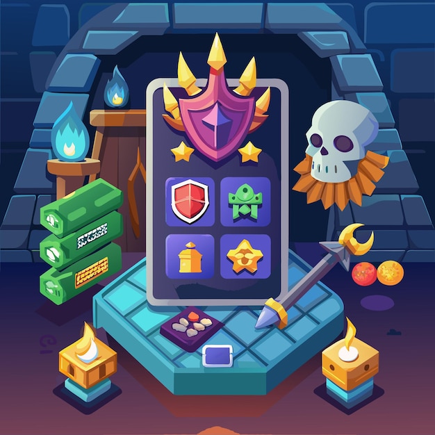 Vector a game with a dragon on it and a dragon on the top