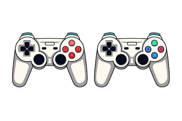 Vector gamepad as game controller and input device for video game console outline vector set