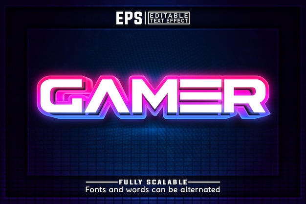 Vector gamer 3d editable text effect