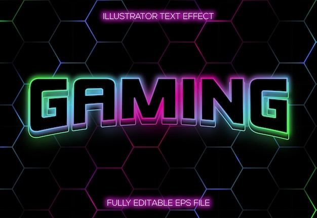 Vector gaming lights text effect