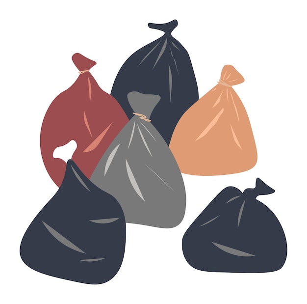 Vector garbage in bags plastic sacks with litter vector