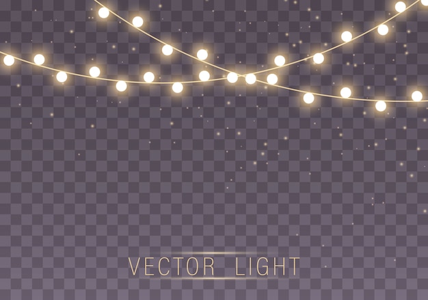 Vector garland lights isolated on transparent background.