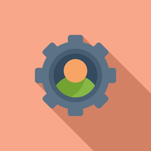 Vector gear setup icon flat vector digital person process teamwork