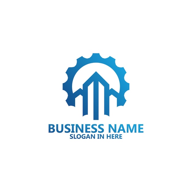 Vector gear skyline logo template premium vector