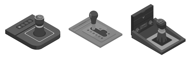 Vector gearbox icons set, isometric style