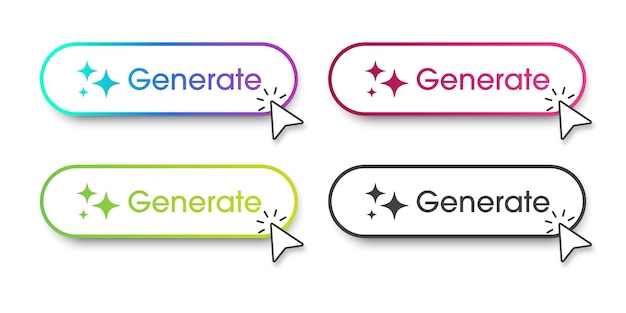 Vector generate ai button a set of buttons with generate ai symbols flat design style for apps websites interfaces and mobile app artificial intelligence technology vector illustration
