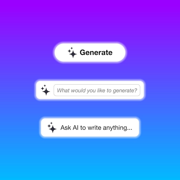 Vector generate ai buttons template artificial intelligence icon machine learning generator generate text and image button magic stars sign vector illustration