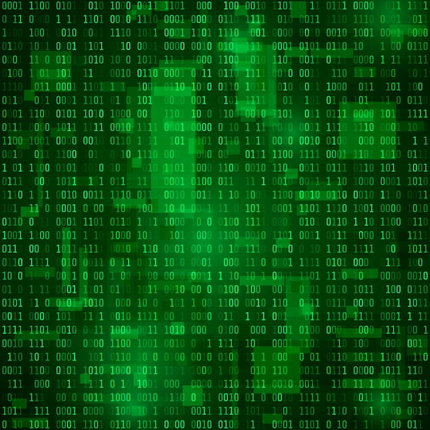 Vector generation of random binary data.  coding information. matrix  background.  illustration