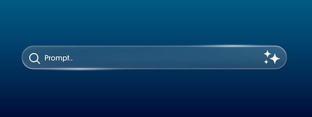 Vector generative ai bar in liquid glass style artificial intelligence concept search and analysis by ai chatbot and assistant modern web user interface element for ui ux design vector illustration