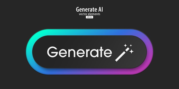 Vector generative ai black button press the button to create ideas flat design style for apps websites and interfaces artificial intelligence technology vector illustration