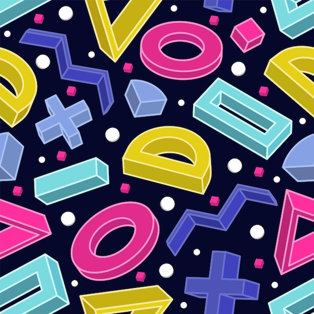 Vector geometric 3d shapes pattern