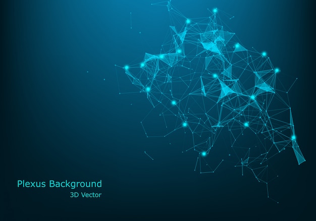 Vector geometric abstract background with connected line and dots. big data visualization. global network connection vector. 