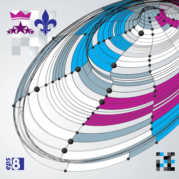 Vector geometric abstract colorful 3d illustration, vector digital eps8 lattice background with design objects. royal theme elements.