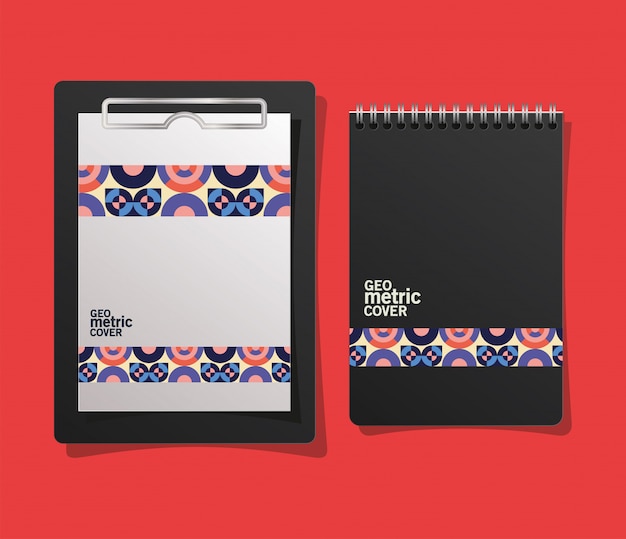 Vector geometric cover notebook and clipboard  