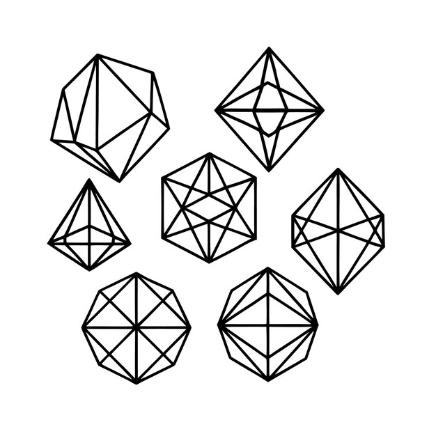 Vector geometric shapes line art collection