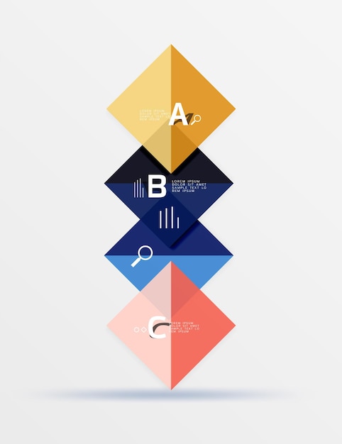 Vector geometric square and triangle template vector template background for workflow layout diagram number options or web design