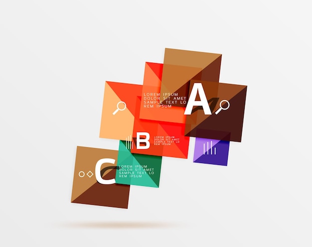 Vector geometric square and triangle template vector template background for workflow layout diagram number options or web design