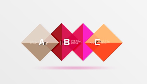 Vector geometric square and triangle template vector template background for workflow layout diagram number options or web design