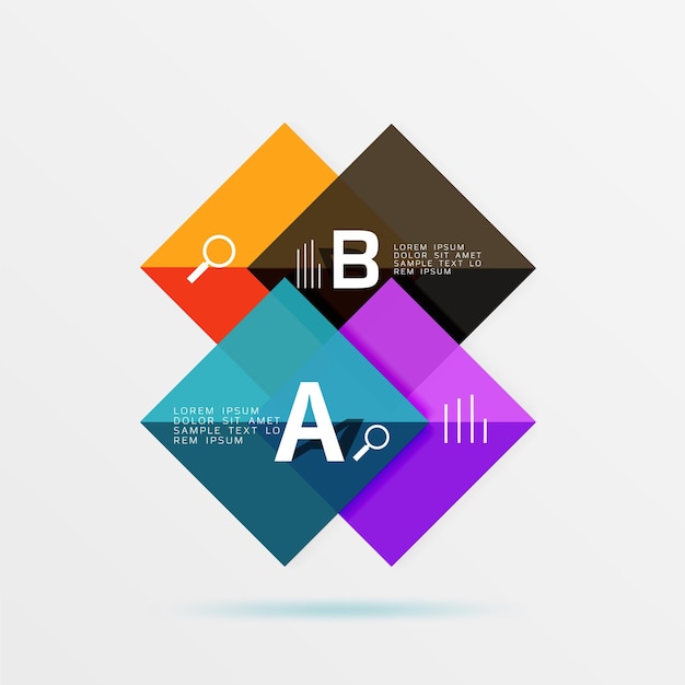 Vector geometric square and triangle template vector template background for workflow layout diagram number options or web design