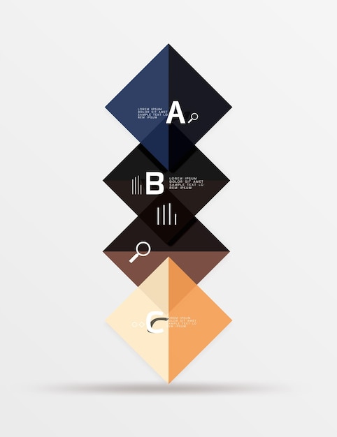 Vector geometric square and triangle template vector template background for workflow layout diagram number options or web design