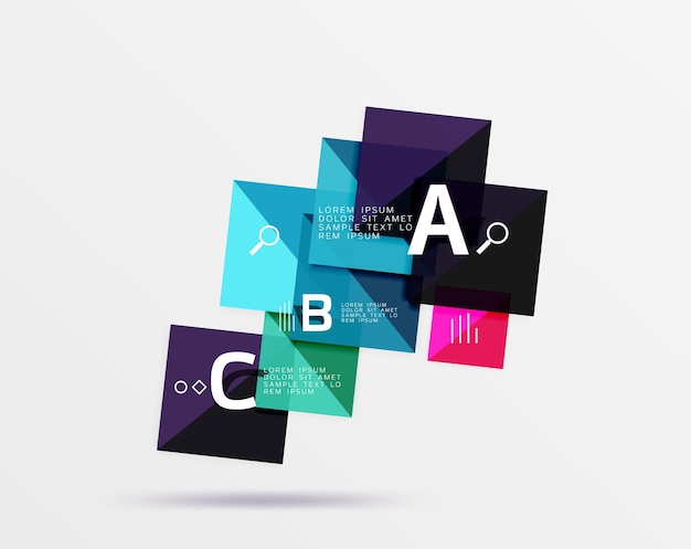 Vector geometric square and triangle template vector template background for workflow layout diagram number options or web design