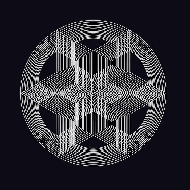 Vector geometric starburst line art circle composition