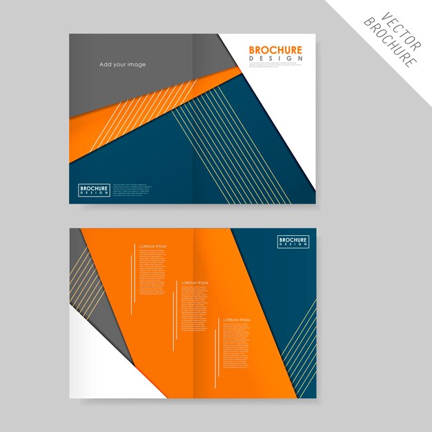 Vector geometric style halffold brochure template for business