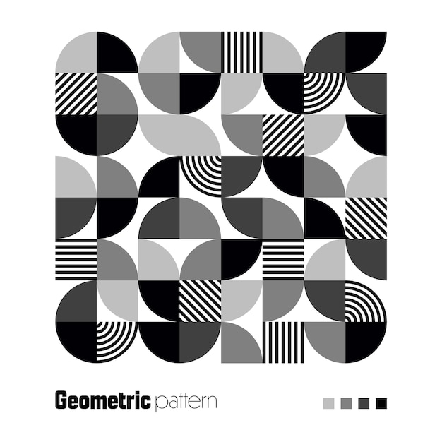 Vector geometric trendy pattern bauhaus style modern background with simple elements retro texture with