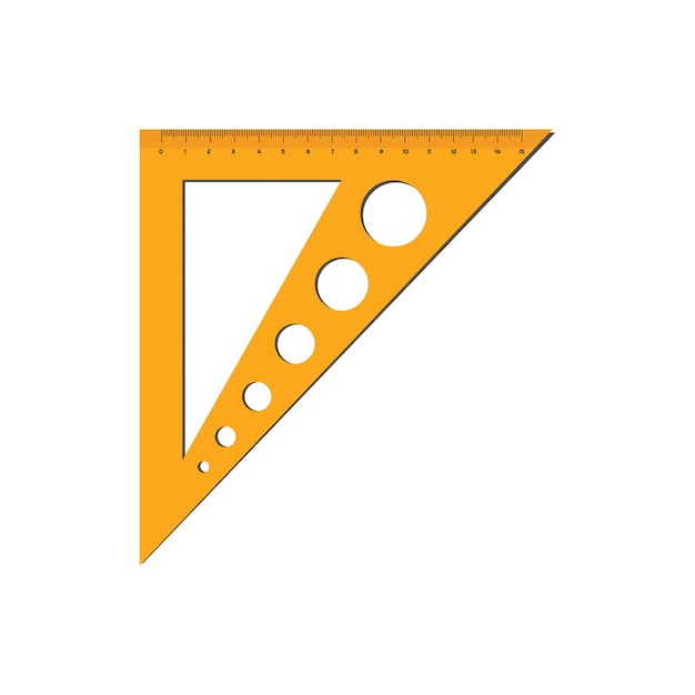 Vector geometric triangle in orange for drawing geometric shapes  with a set of circles of different sizes.