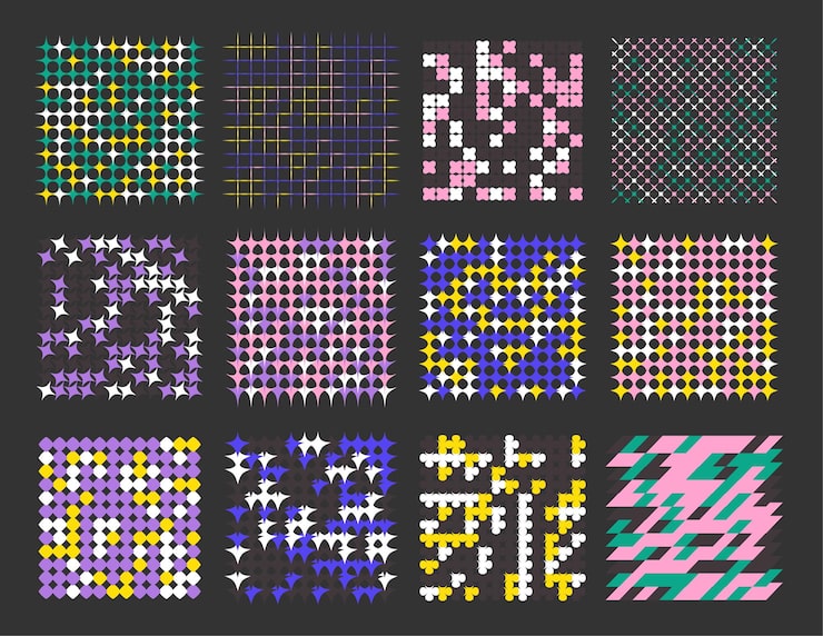 geometrical simple patterns flat vector background set