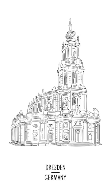 Vector germany hand drawn dresden landmark vector illustration