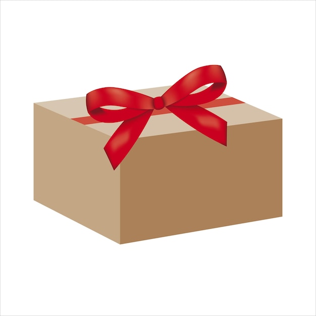 Vector gift box with red bow vector illustration symbol