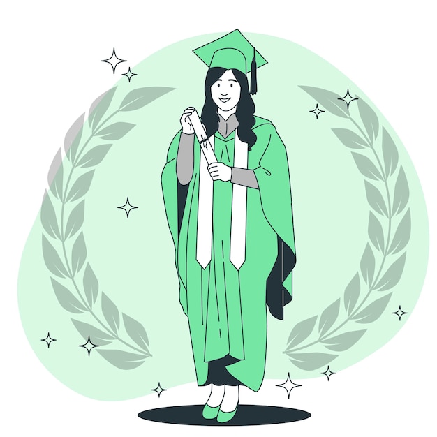 Vector girl on graduation concept illustration