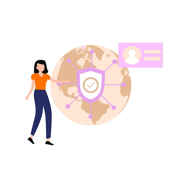 Vector girl has a secure global network