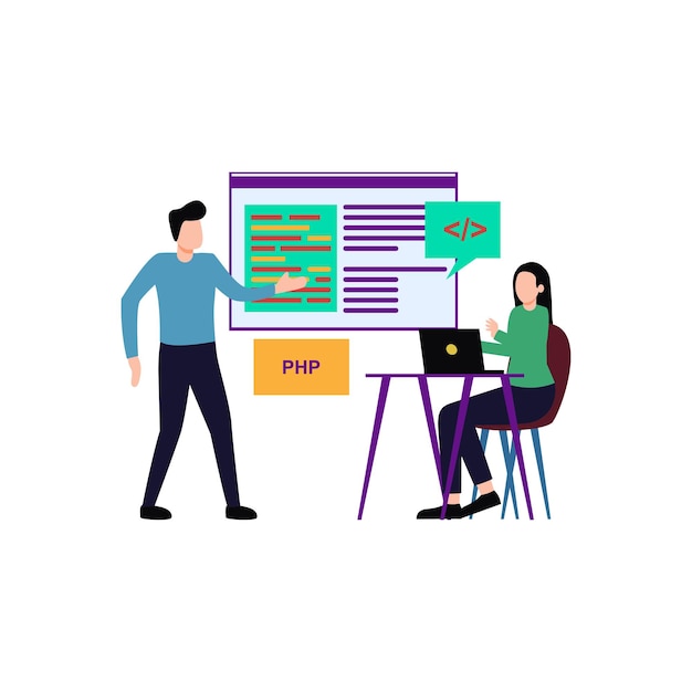 Vector the girl is coding php