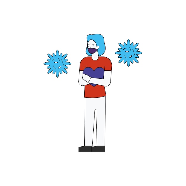 Vector the girl is standing and wearing mask