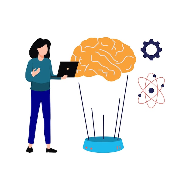 Vector the girl is working on brain technology