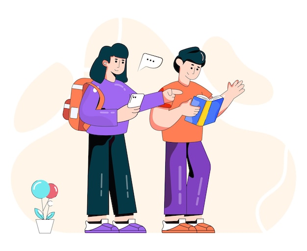 Vector a girl taking lecture online flat illustration