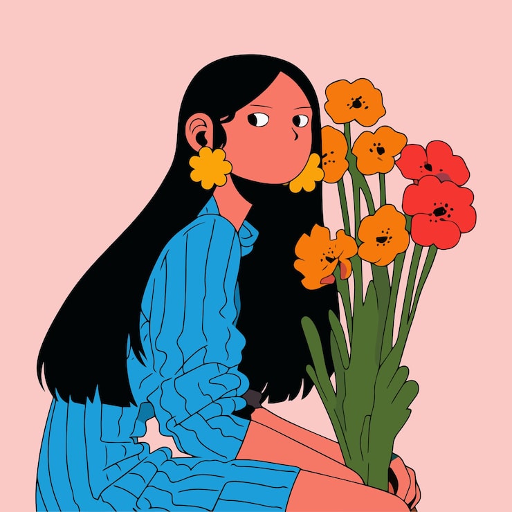 Vector girl with poppies happy womens day