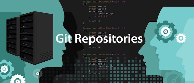 Vector git repositories software subversion backup server process in programming and coding