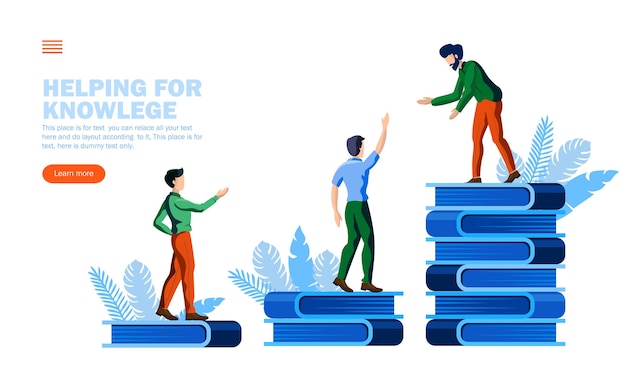 Vector giving helping hand for knowledge education vector illustration concept