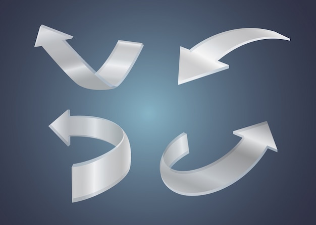 Vector glass arrow set on dark background.