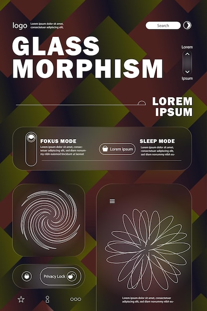 Vector glass morphism mobile ui interface design