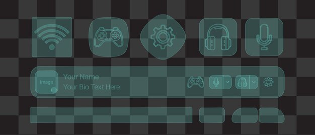 Vector glassmorphism ui set transparent app icons buttons with soft blur for mobile interface