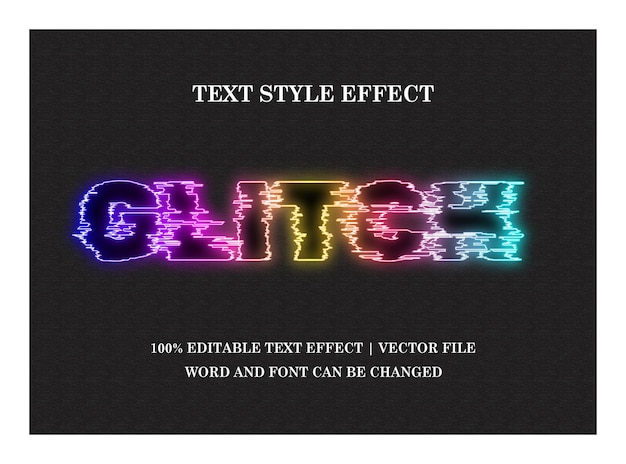 Vector glitch editable text effect