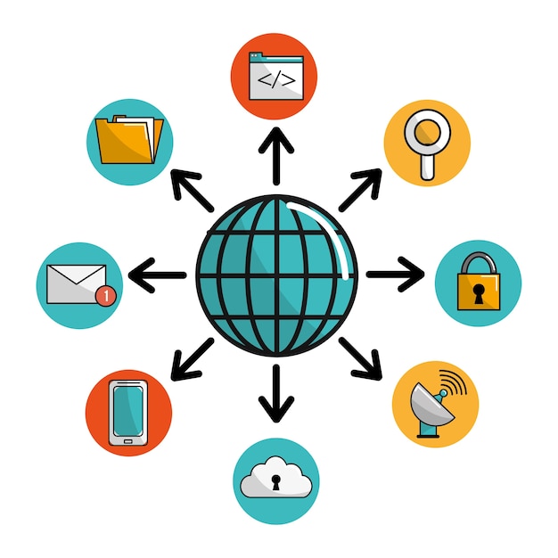 Vector global internet digital service connect